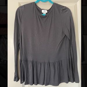 Black Peplum Long Sleeve Top